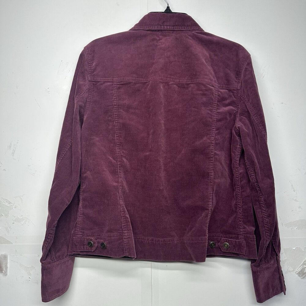 Charter Club Women’s Medium Corduroy Jacket Purple Zip Front Long Sleeve - Picture 9 of 12
